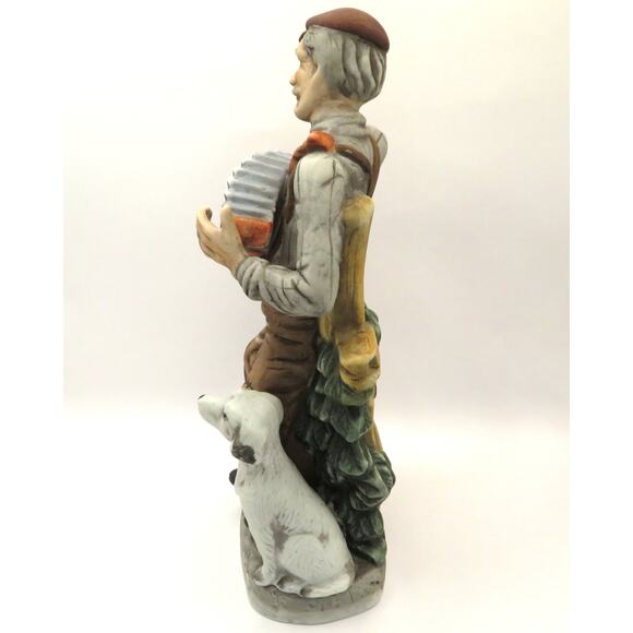 Vintage Hand Painted Porcelain Accordion Player Figurine & Dog Capodimonte Style - Picture 6 of 11